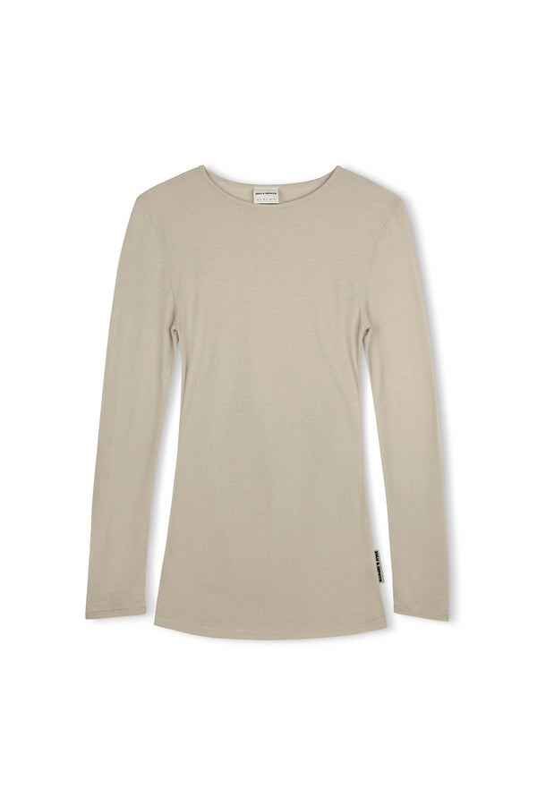 Rib Hemp Jersey Long Sleeve Top - Husk