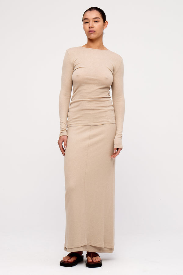 Rib Hemp Jersey Long Sleeve Top - Husk