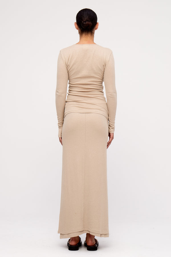 Rib Hemp Jersey Long Sleeve Top - Husk