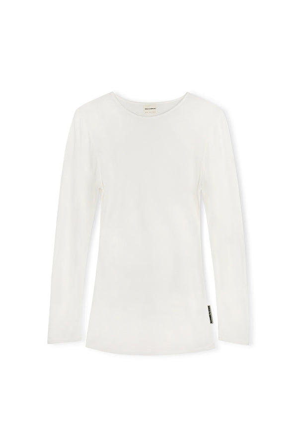 Rib Hemp Jersey Long Sleeve Top - White