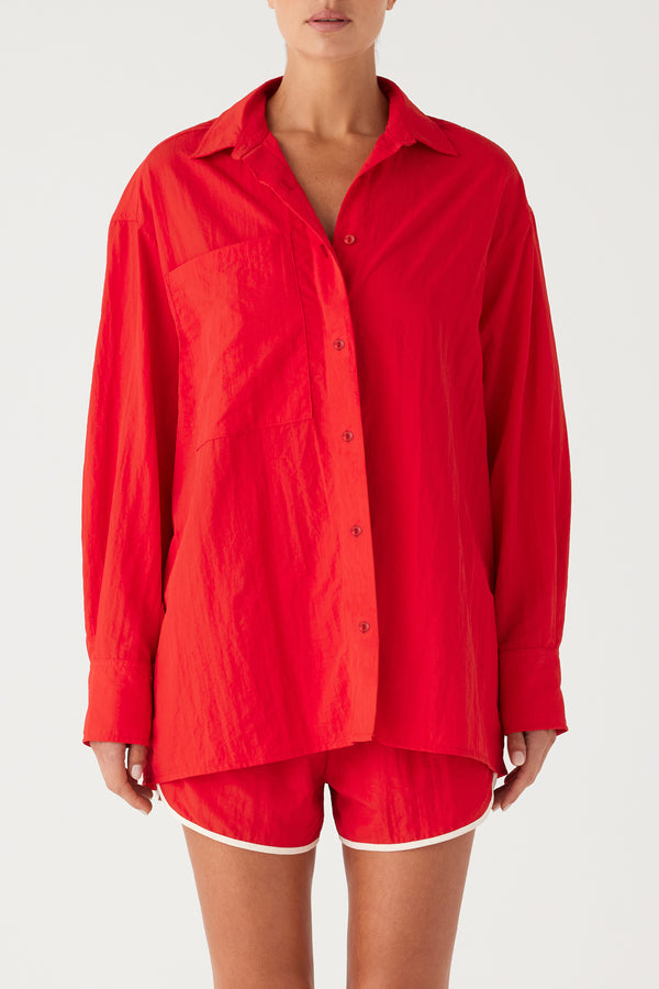 Signature Eco Nylon Surf Shirt - Chilli Red