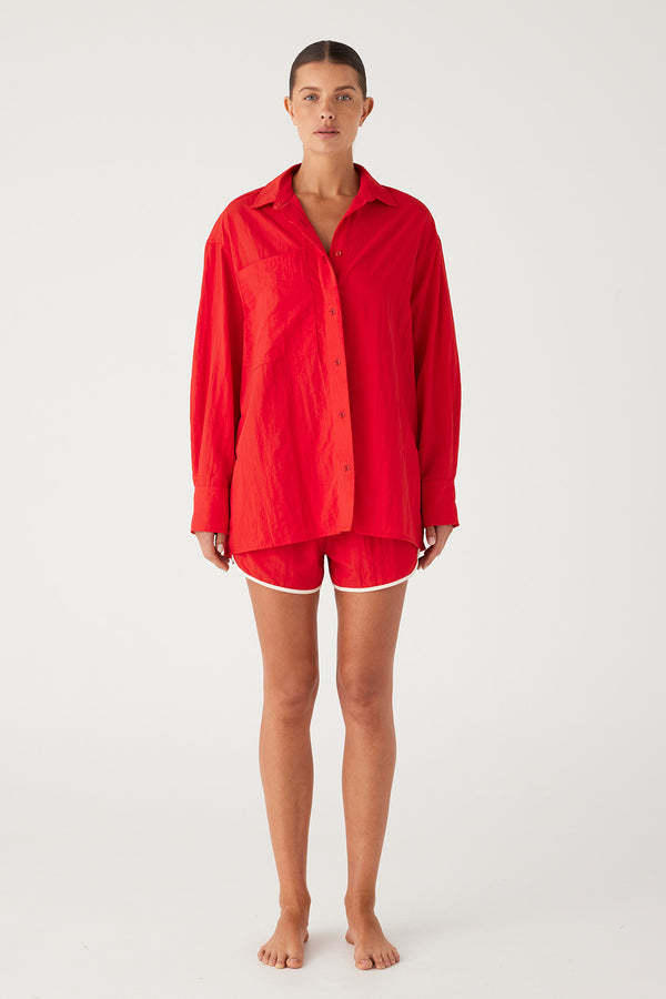 Signature Eco Nylon Surf Shirt - Chilli Red