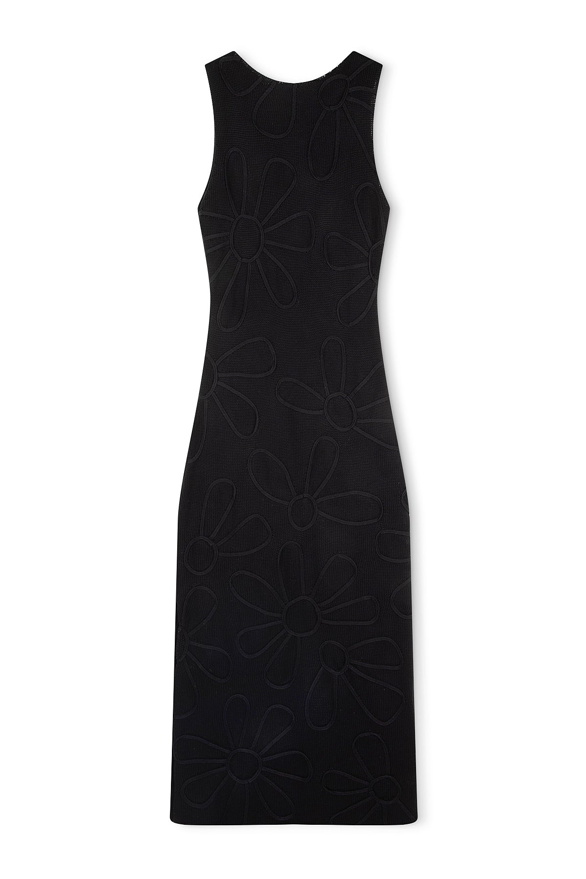 Black Cotton Applique Knit Dress