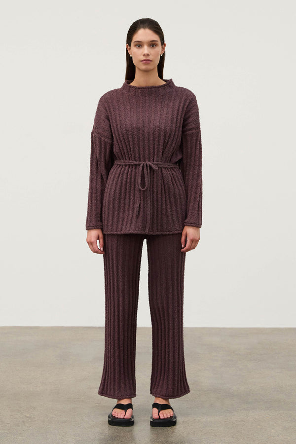Currant Textured Stripe Knit Pant