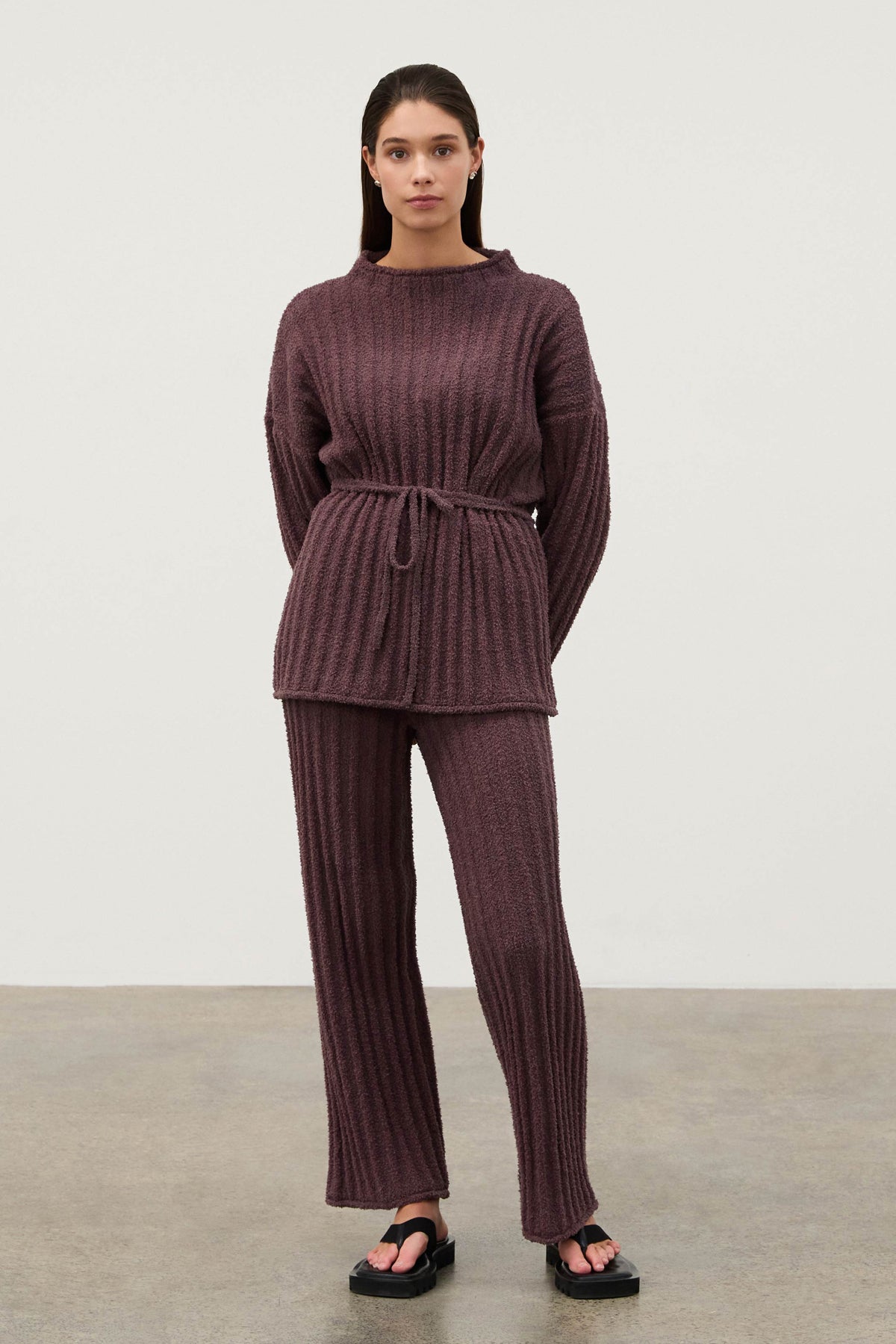 Currant Textured Stripe Knit Pant