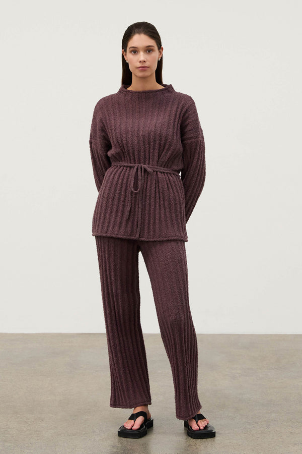 Currant Textured Stripe Knit Pant