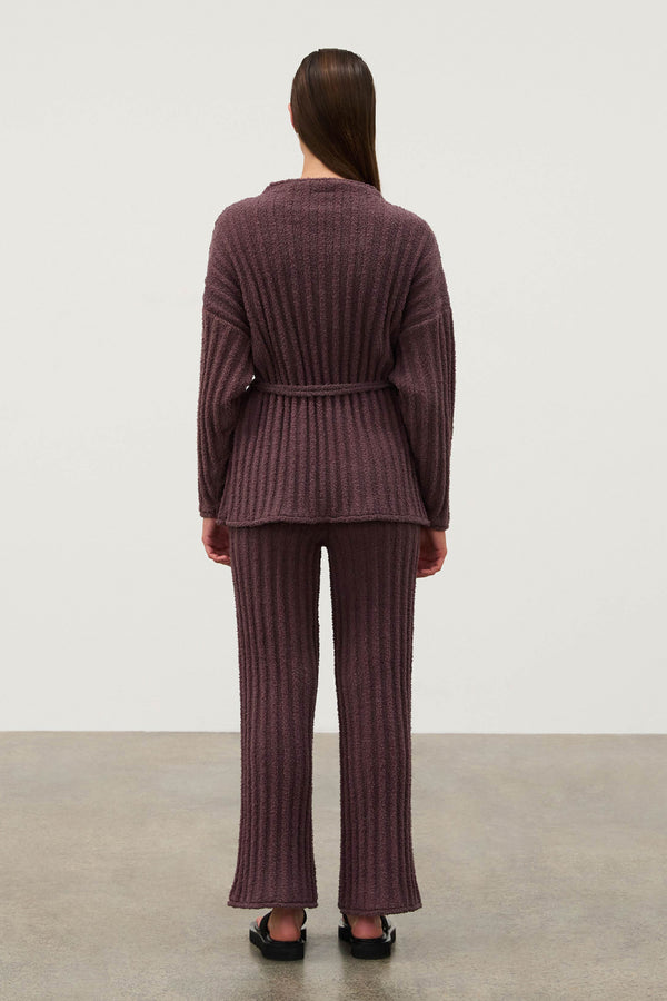 Currant Textured Stripe Knit Pant