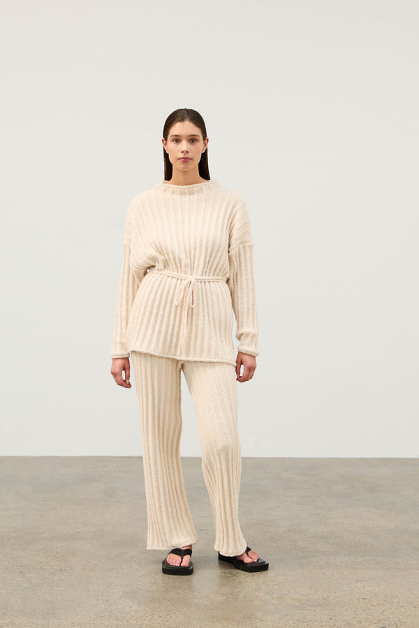 Coconut Textured Stripe Knit Pant