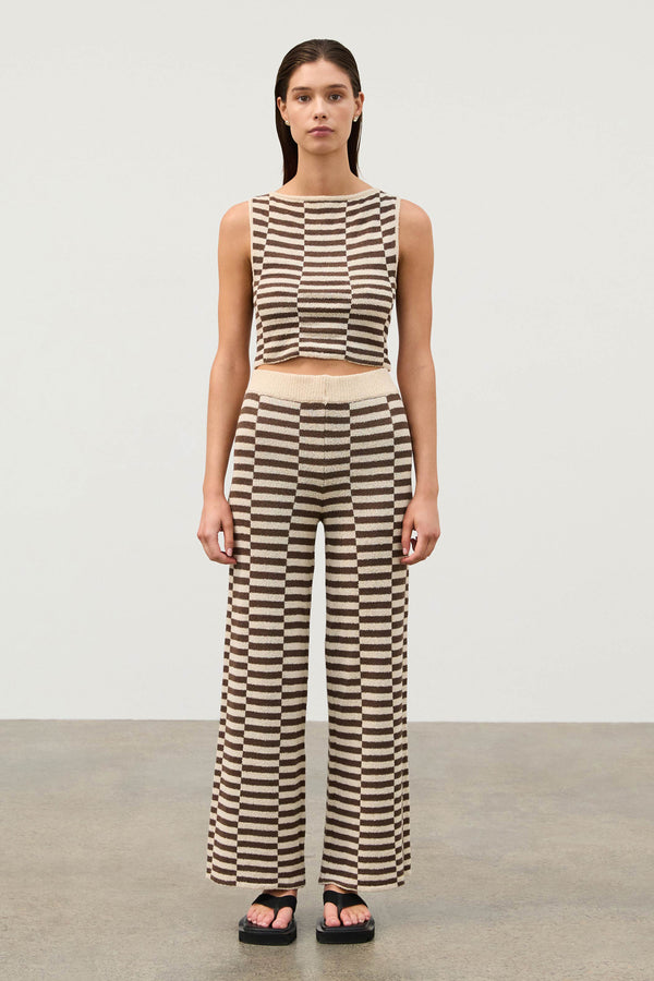 Cocoa Grid Textured Knit Pant