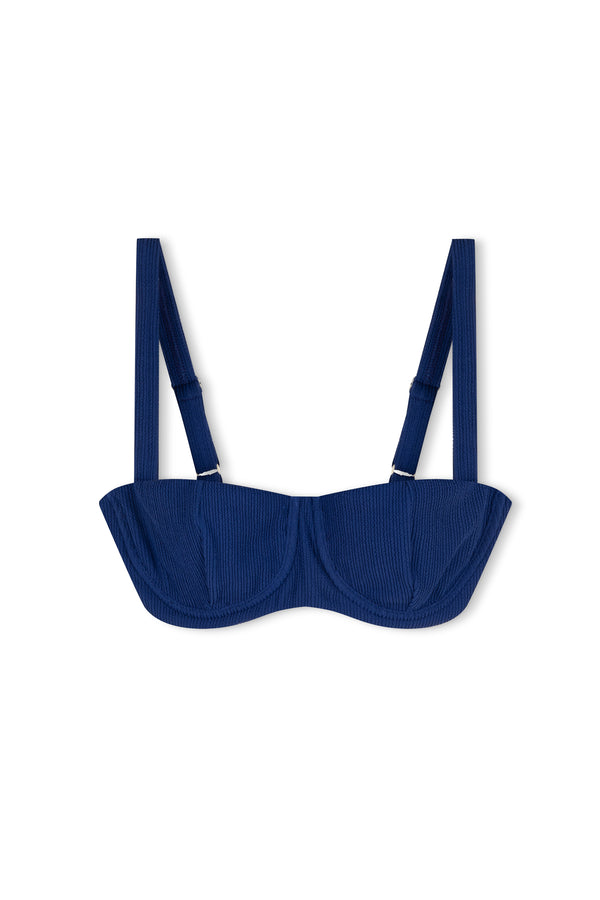 Ocean Blue Textured Balconette Bra Cup