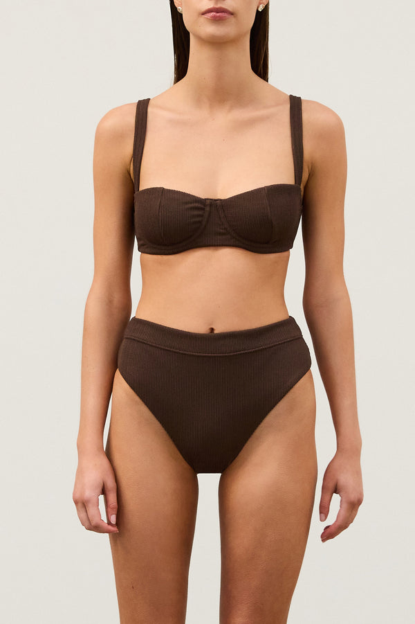 Cocoa Textured High Cut Brief