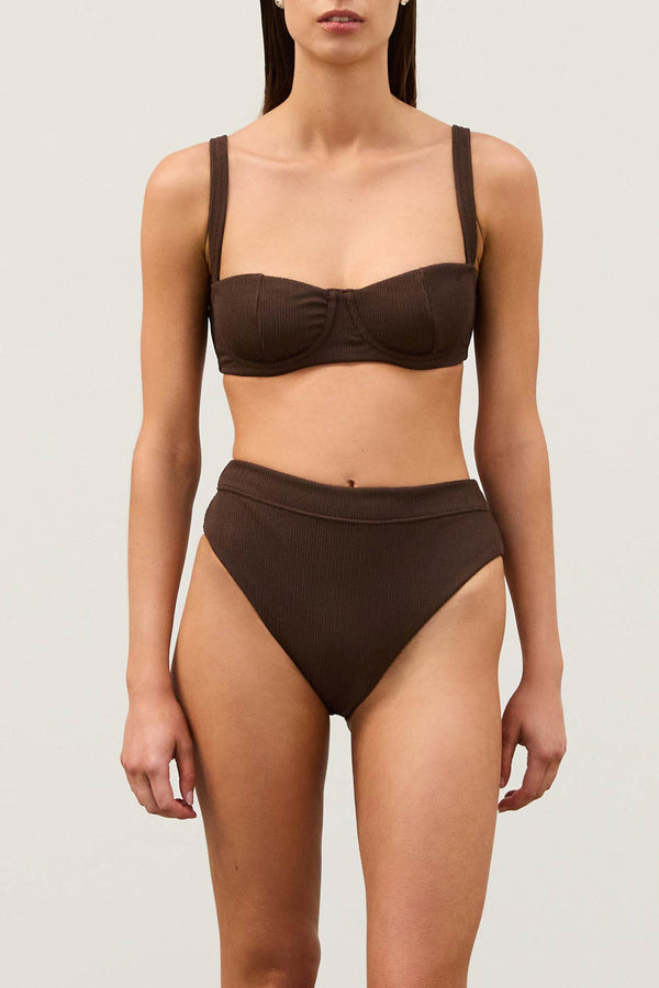 Cocoa Textured High Cut Brief