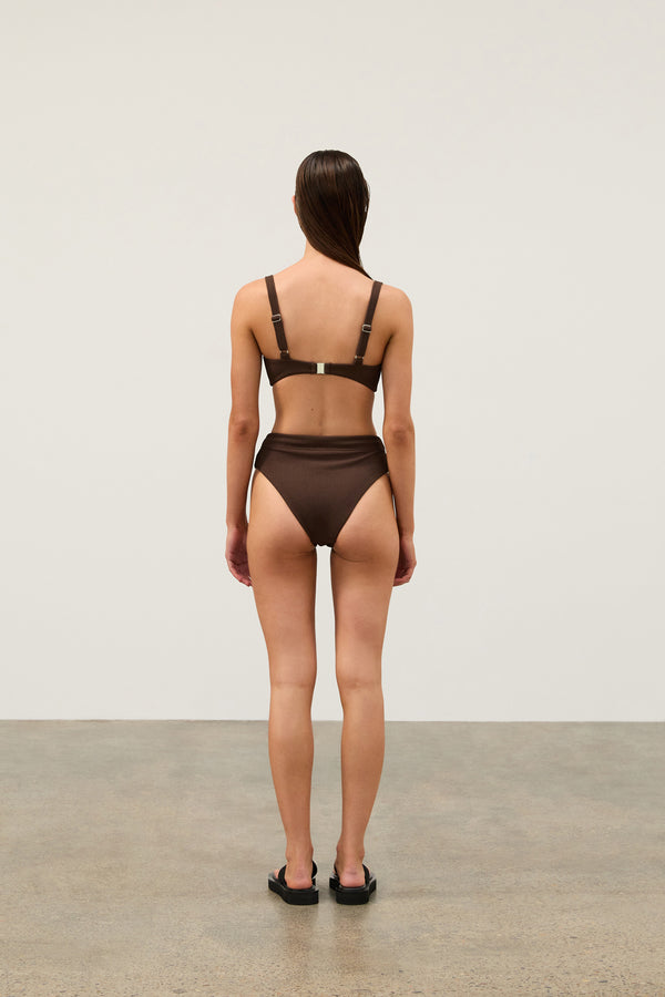 Cocoa Textured High Cut Brief