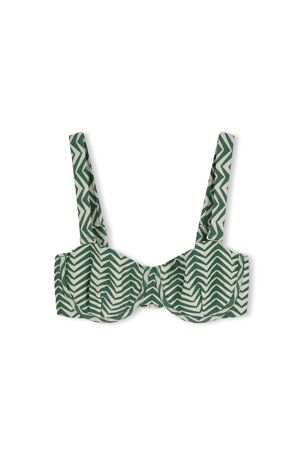 Green Zig Zag Balconette Bra Cup