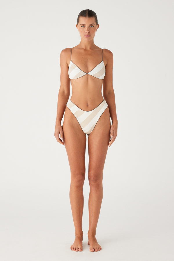 Husk Stripe Textured Curve Thong Brief