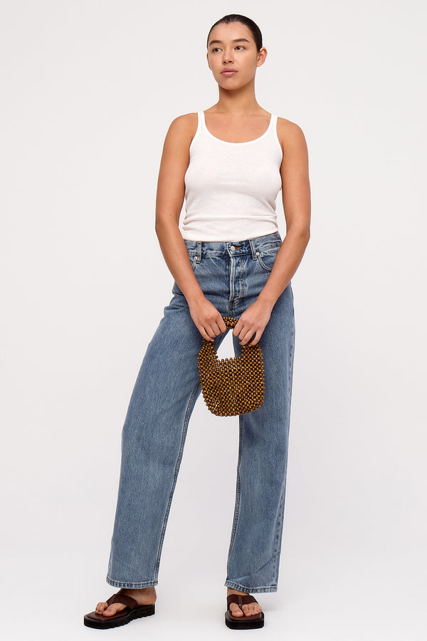 Small Beaded Bucket Bag - Walnut