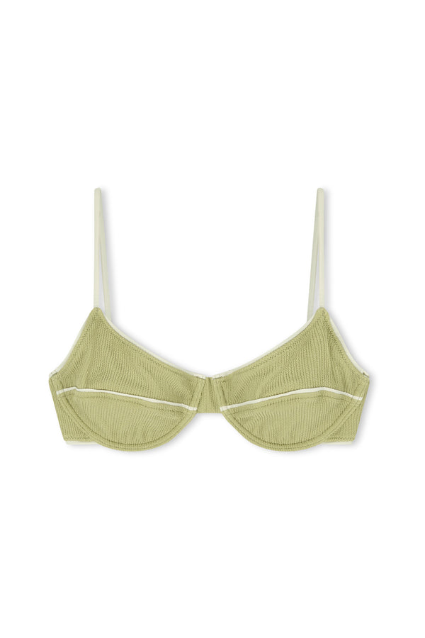 Textured Balconette Bra Cup Top - Aloe