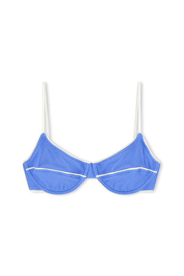 Textured Balconette Bra Cup Top - Sky Blue