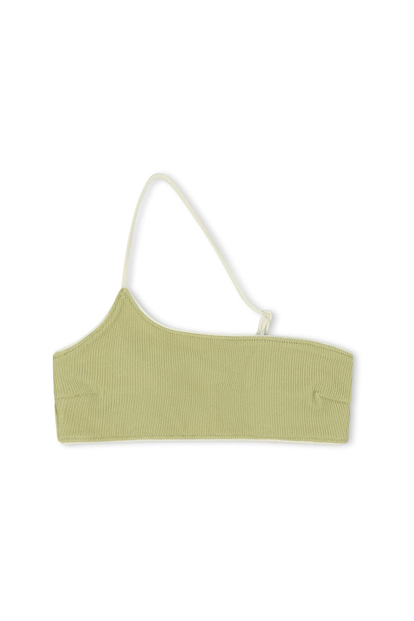 Textured One Shoulder Bralette - Aloe