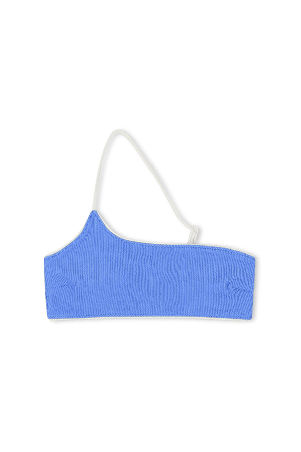 Textured One Shoulder Bralette - Sky Blue