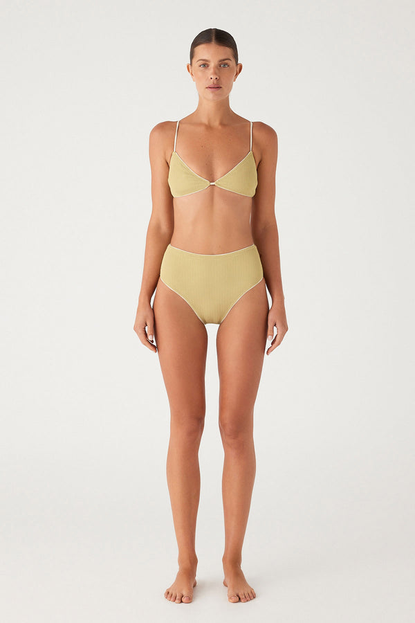 Textured High Waist Brief - Aloe