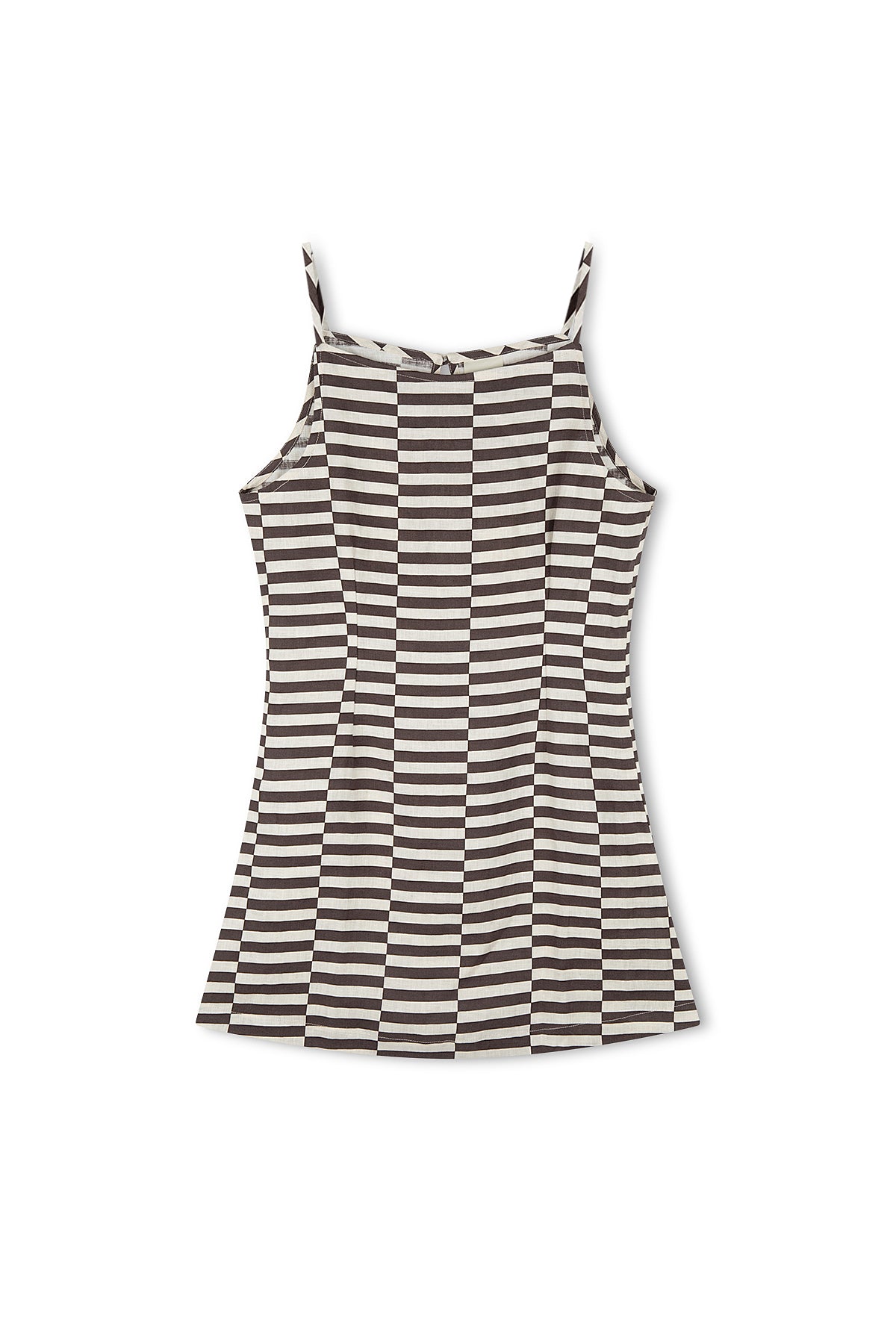 Cocoa Grid Linen Mini Dress