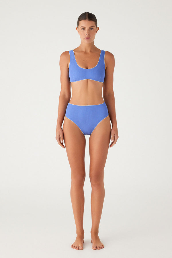 Textured High Waist Brief - Sky Blue