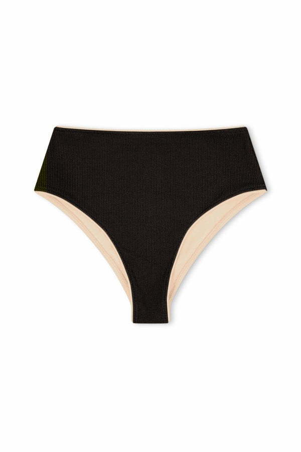 Textured High Waist Brief - Black