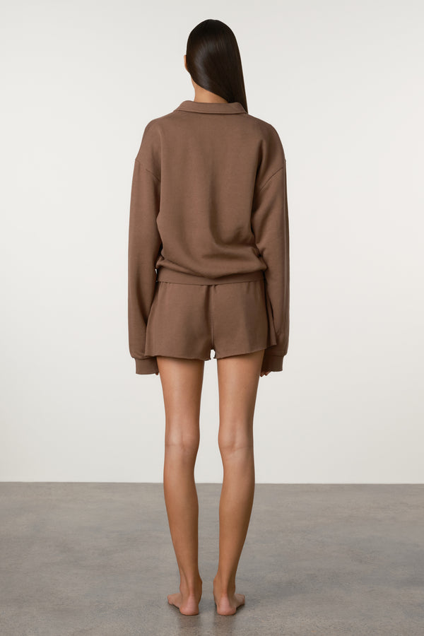Collared Sport Sweatshirt - Carob