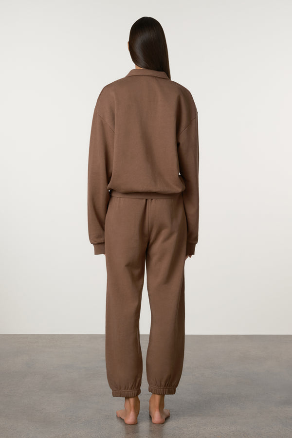 Collared Sport Sweatshirt - Carob