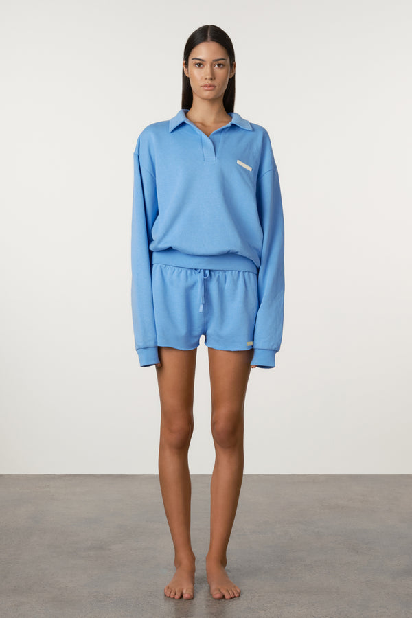 Collared Sport Sweatshirt - Ocean Blue