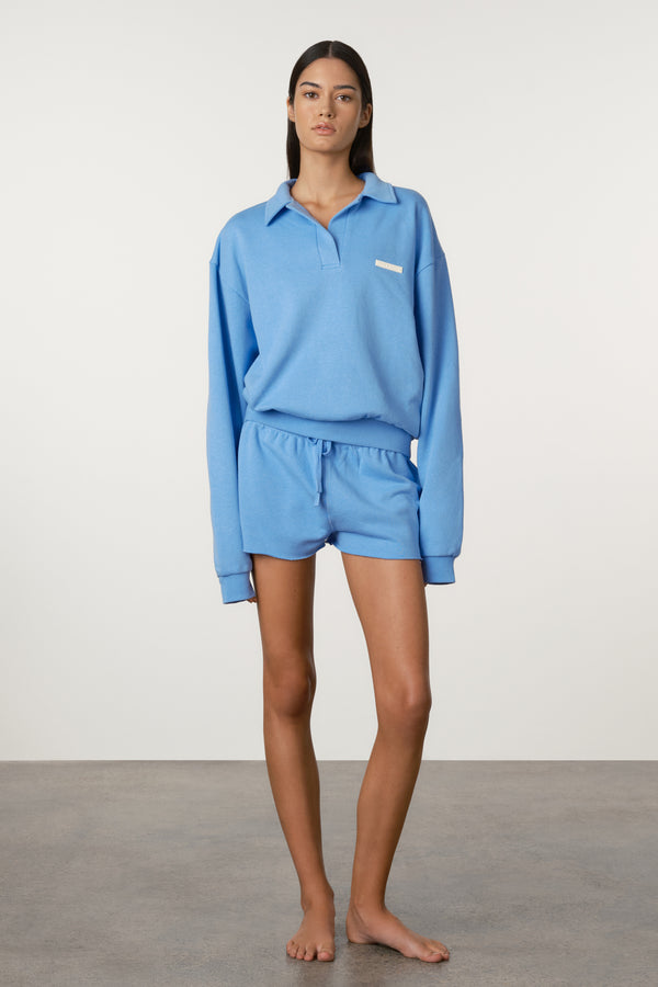 Collared Sport Sweatshirt - Ocean Blue