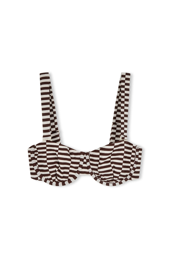 Cocoa Grid Textured Balconette Bra Cup