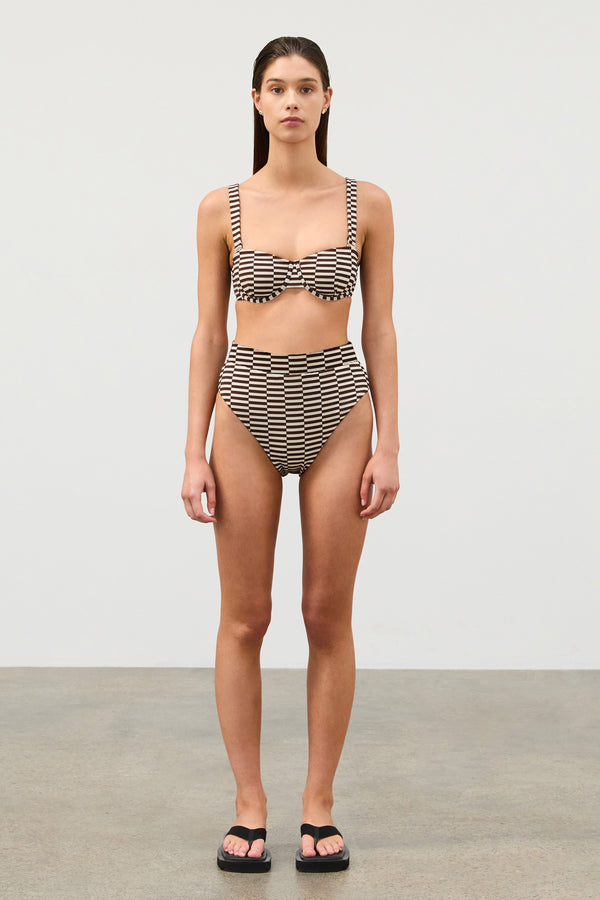 Cocoa Grid Textured High Cut Brief