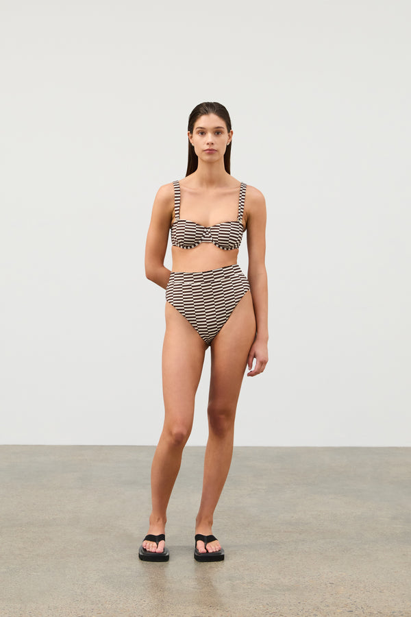 Cocoa Grid Textured Balconette Bra Cup