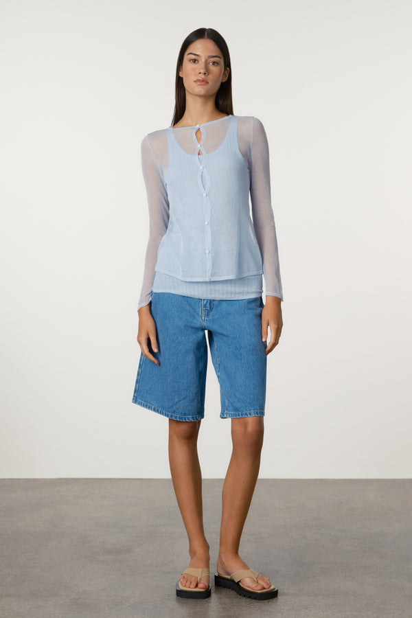 Recycled Denim Walk Shorts - Bright Blue