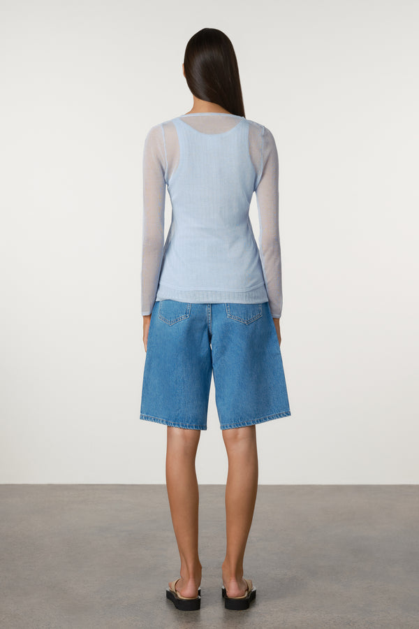 Recycled Denim Walk Shorts - Bright Blue