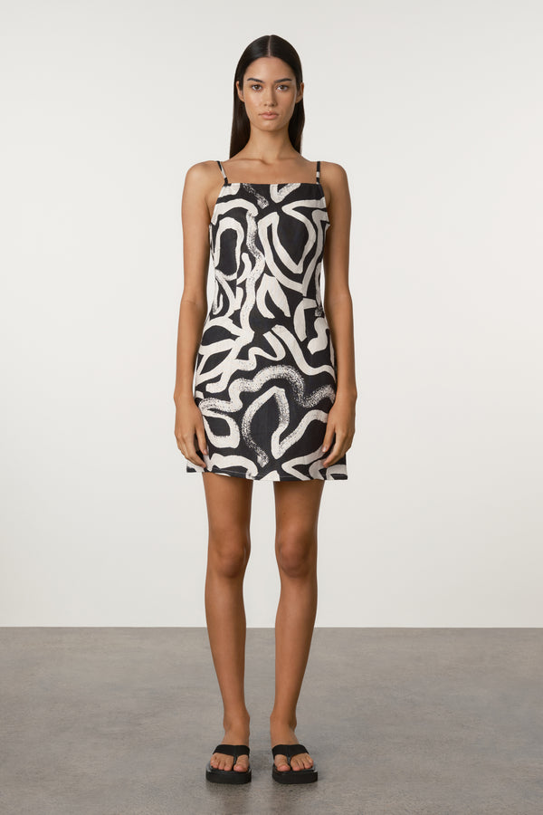 Paint Flower Linen Dress