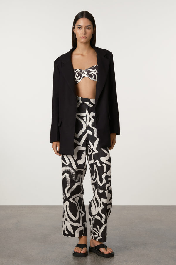 Relaxed Tailored Twill Blazer - Black