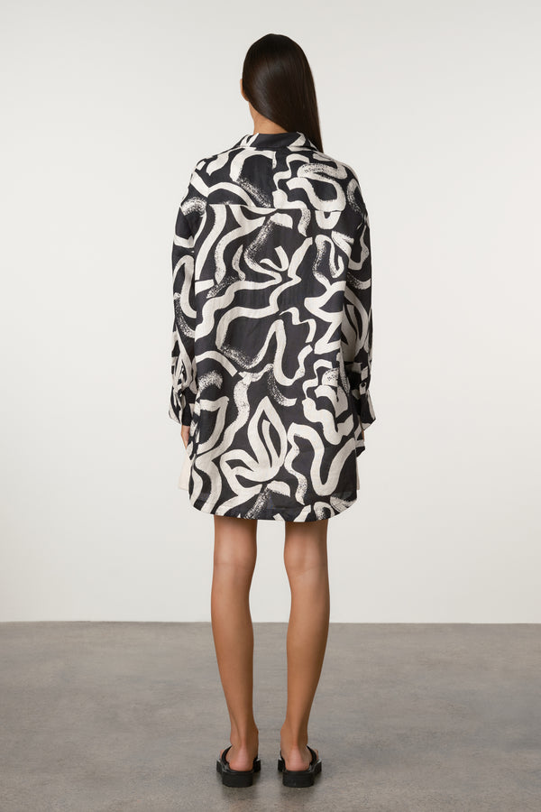 Paint Flower Linen Shirt