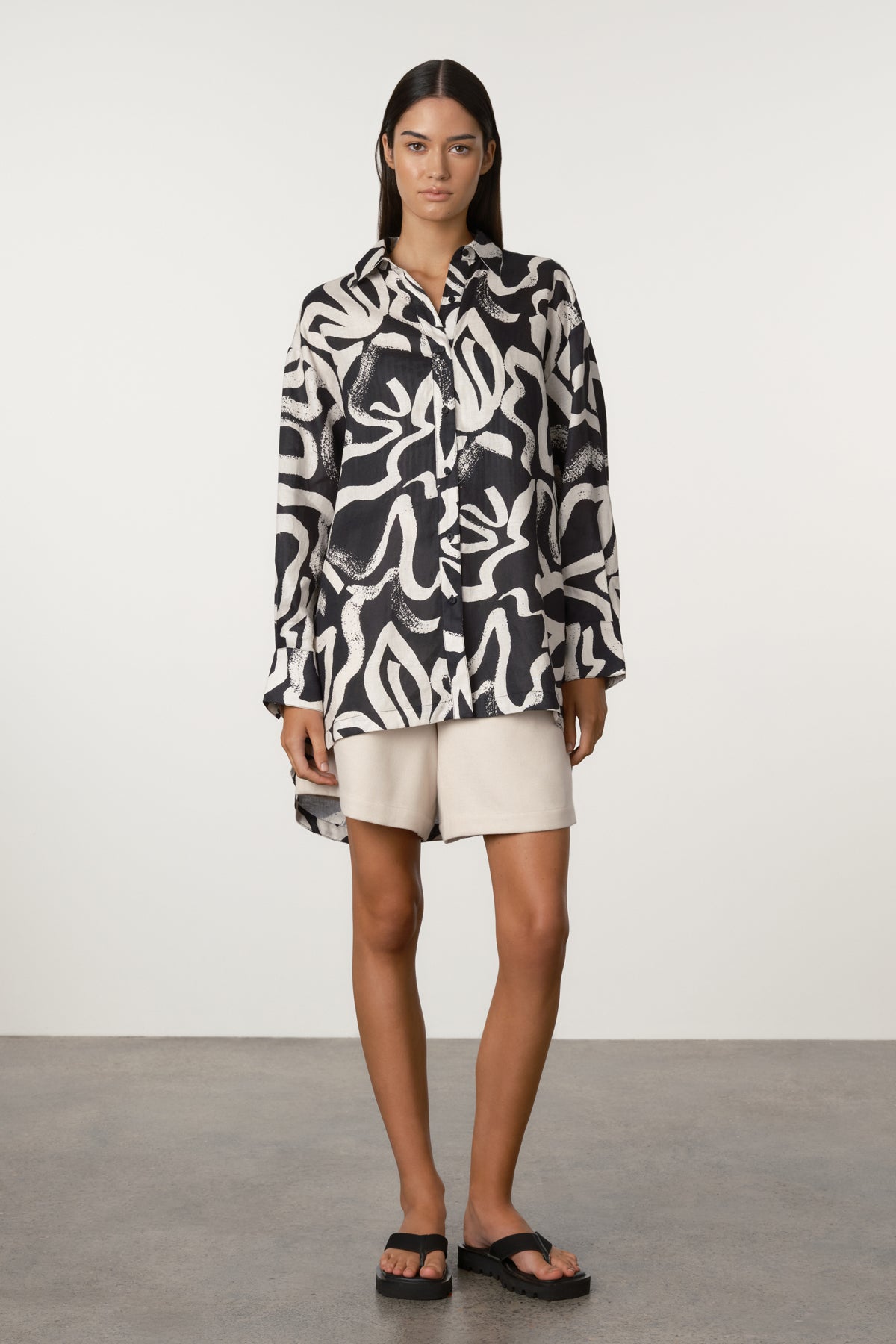 Paint Flower Linen Shirt