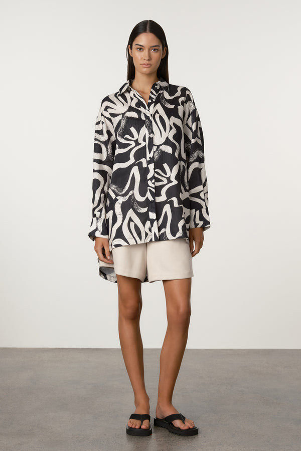 Paint Flower Linen Shirt