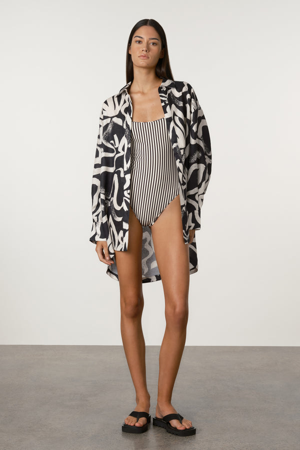 Paint Flower Linen Shirt