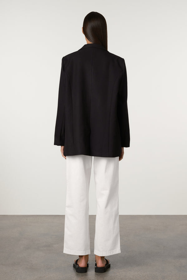 Relaxed Tailored Twill Blazer - Black