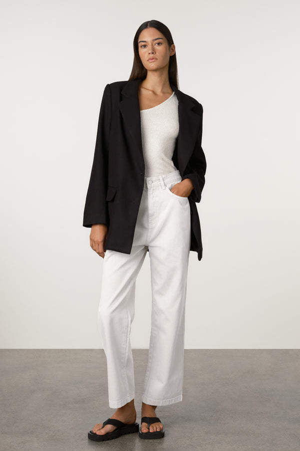 Relaxed Tailored Twill Blazer - Black