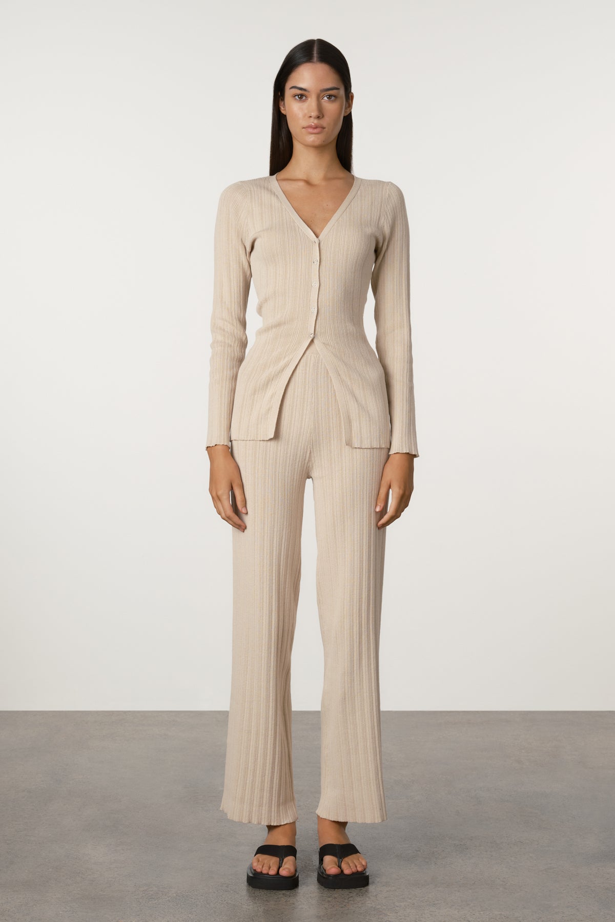 Husk Cotton Rib Knit Cardigan