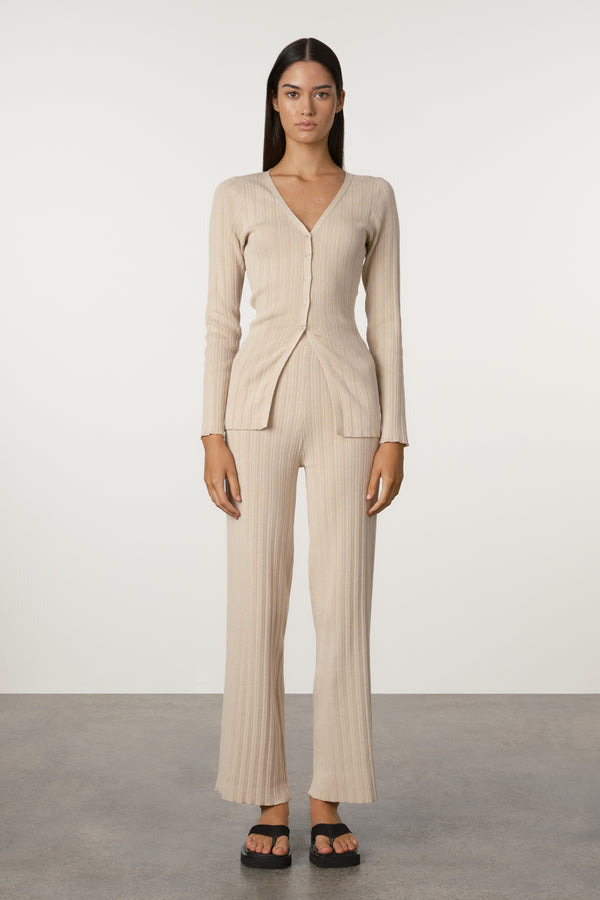 Husk Cotton Rib Knit Cardigan