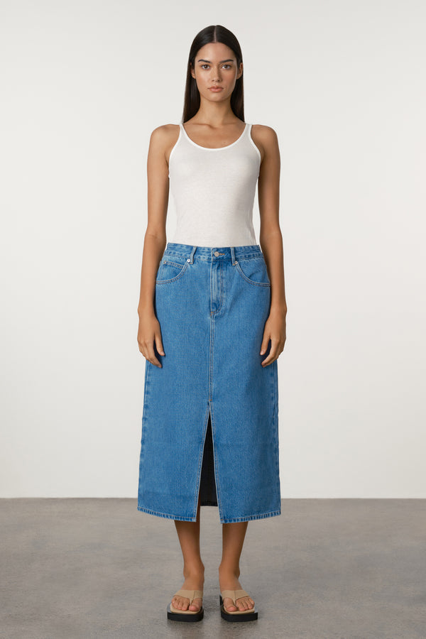 Recycled Denim Skirt - Bright Blue