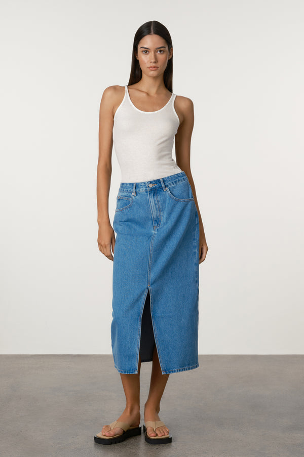 Recycled Denim Skirt - Bright Blue