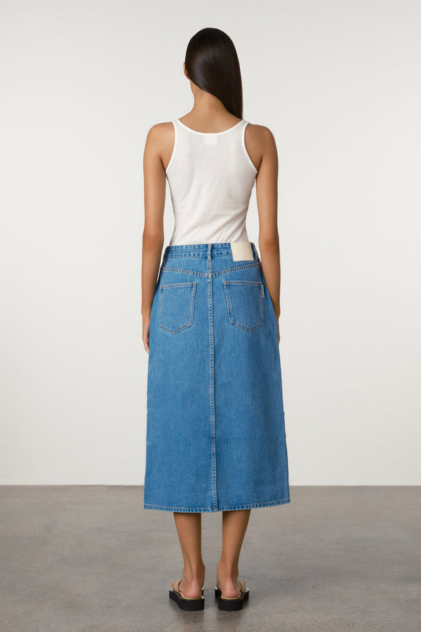 Recycled Denim Skirt - Bright Blue